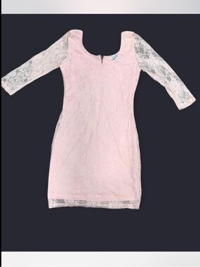 Speechless Blush Pink Lace Scoop Neck Dress Size:L